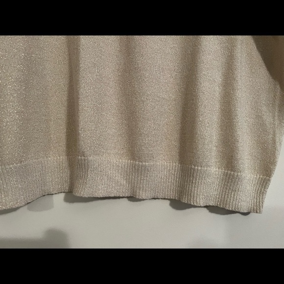 Vintage Bon Worth Metallic Gold Mockneck Short Sleeve Sweater - Picture 8 of 11